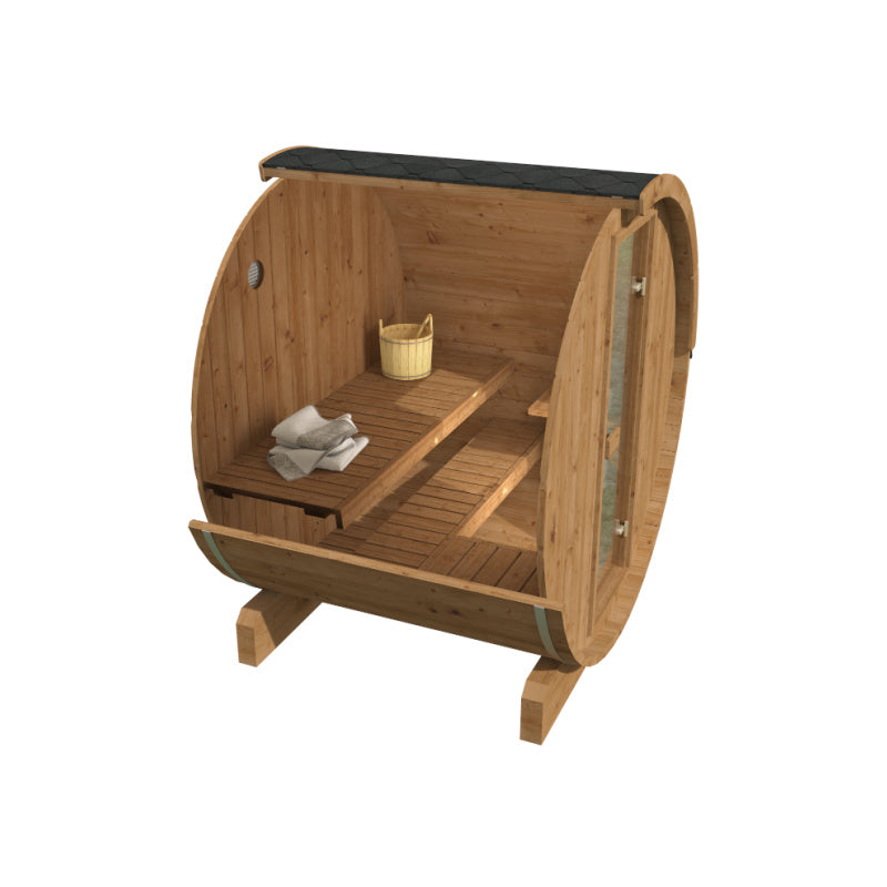 Diagram showing the inside of an InMedias Terrace Sauna