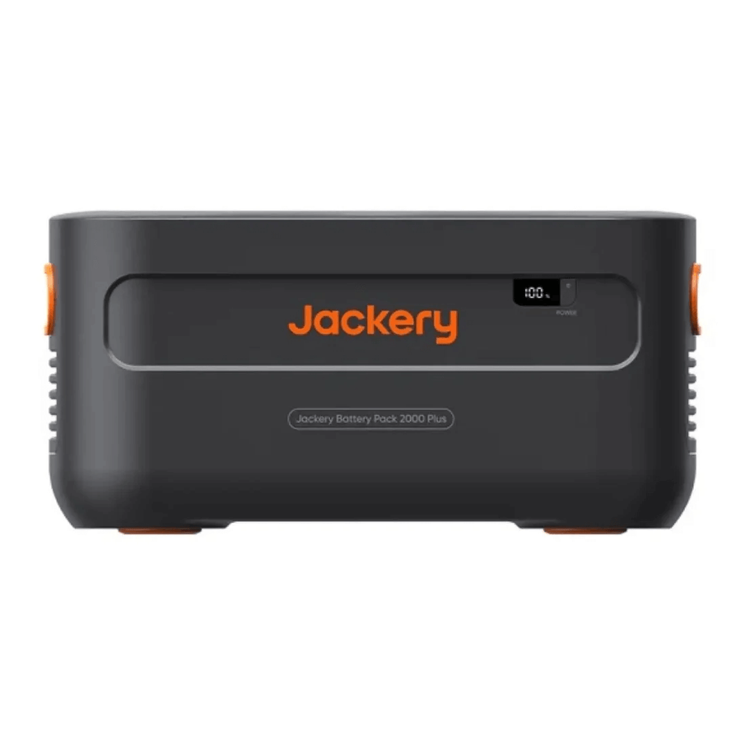 Jackery Battery Pack 2000 Plus front view showing power indicator and branding, on a white background.