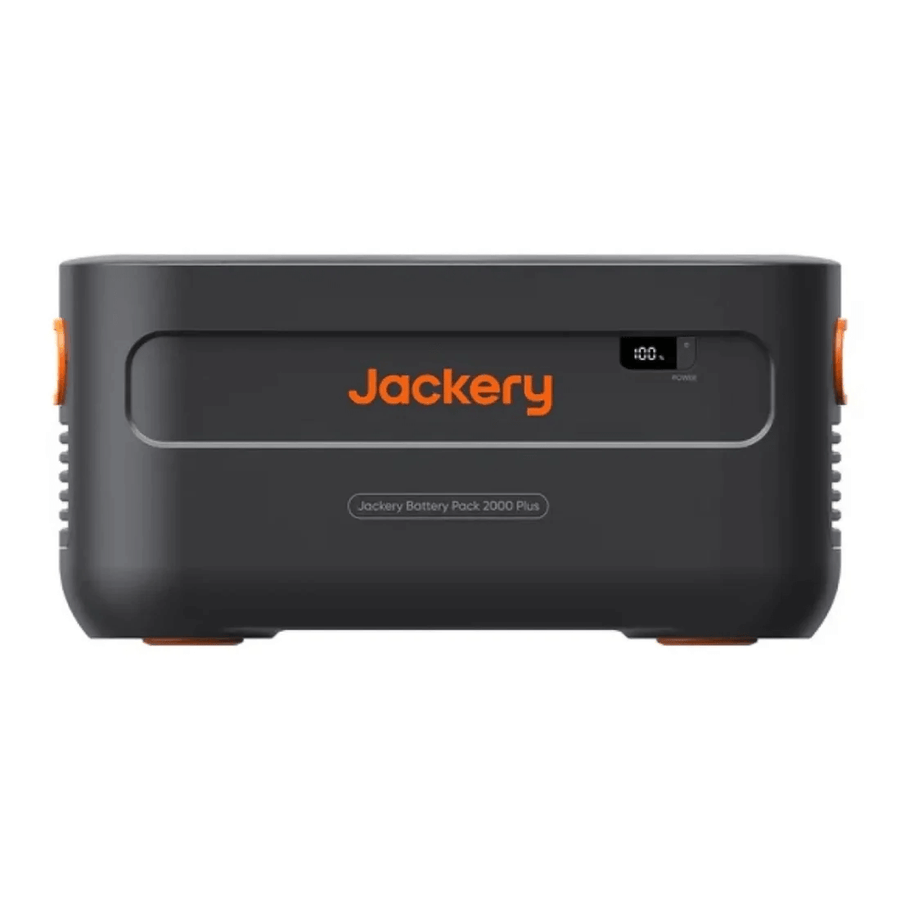 Jackery Battery Pack 2000 Plus front view showing power indicator and branding, on a white background.