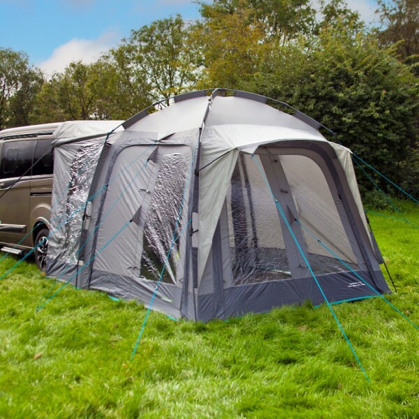 Outdoor Revolution Q Cayman T1 Tailgate Driveaway Awning shown from front left