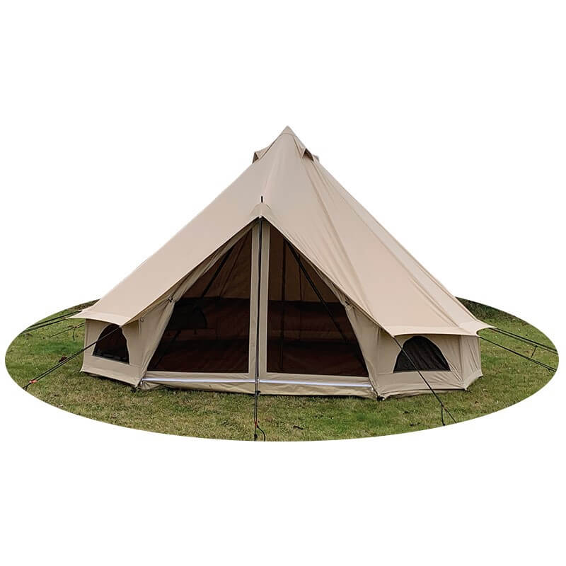 Quest Leisure Signature 4M Classic Bell Tent isolated product image on a transparent background with green grass base.
