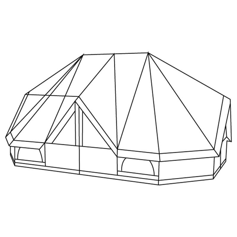 Black and white line drawing of Quest Leisure Signature Emperor bell tent showing detailed structure on a white background.