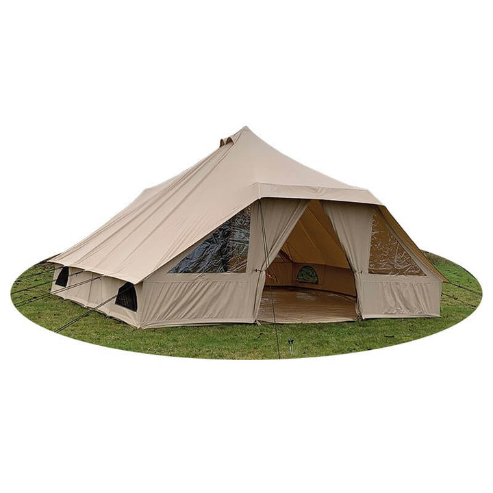 Quest Leisure Signature Touareg bell tent on green grass with a white background.