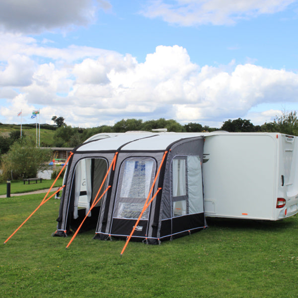 Starline Elite 260 Porch Awning shown with an open door