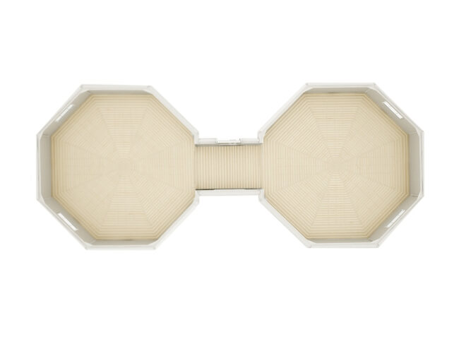 Top-down view of the Viking Industrier Double Camping Cabin 25m with both rooms unfurnished on a white background.