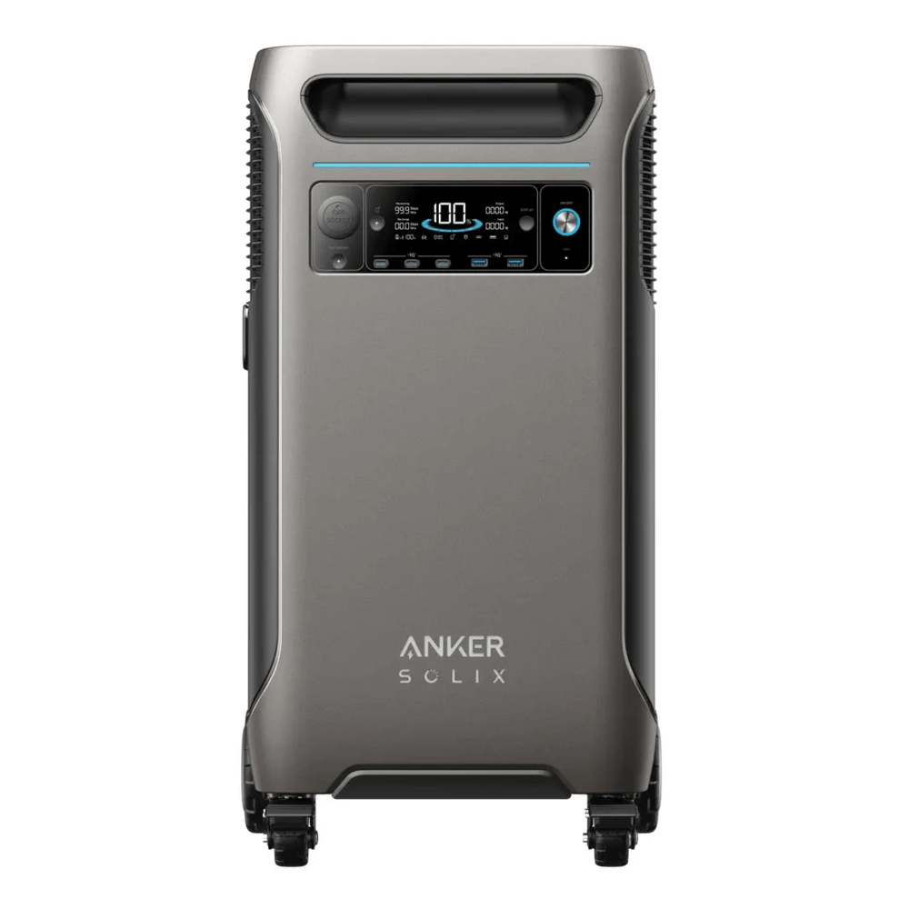 Anker portable power station front-on with digital display and branding, on a white background.