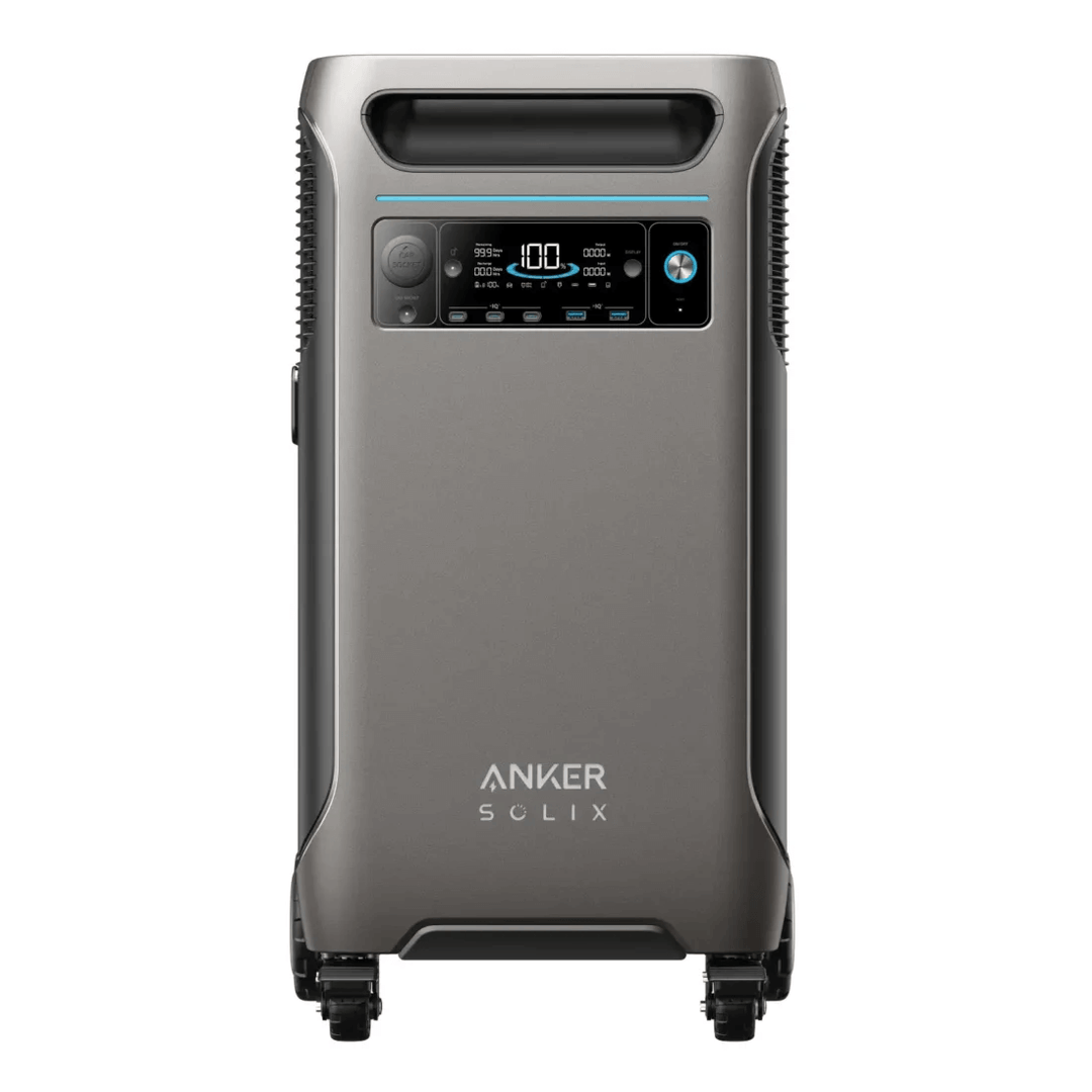 Anker portable power station front-on with digital display and branding, on a white background.