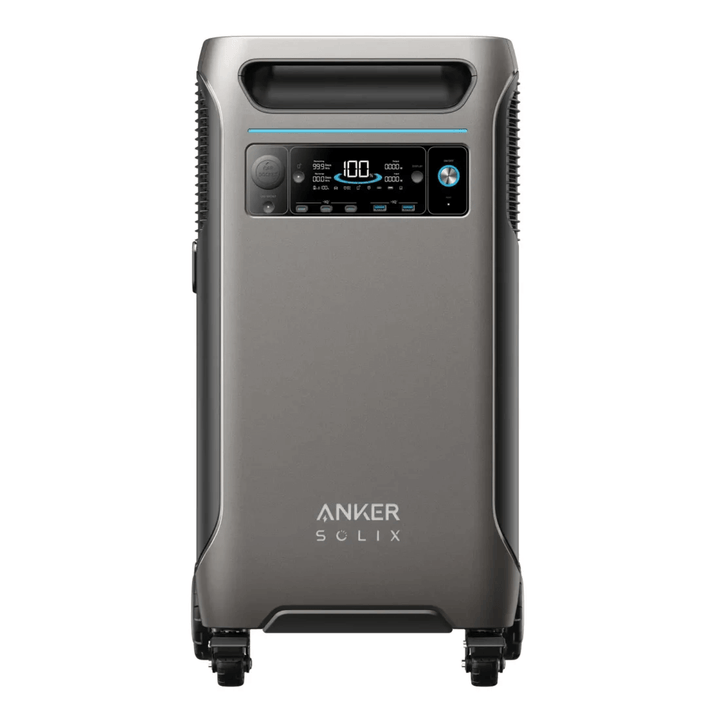 Anker portable power station front-on with digital display and branding, on a white background.