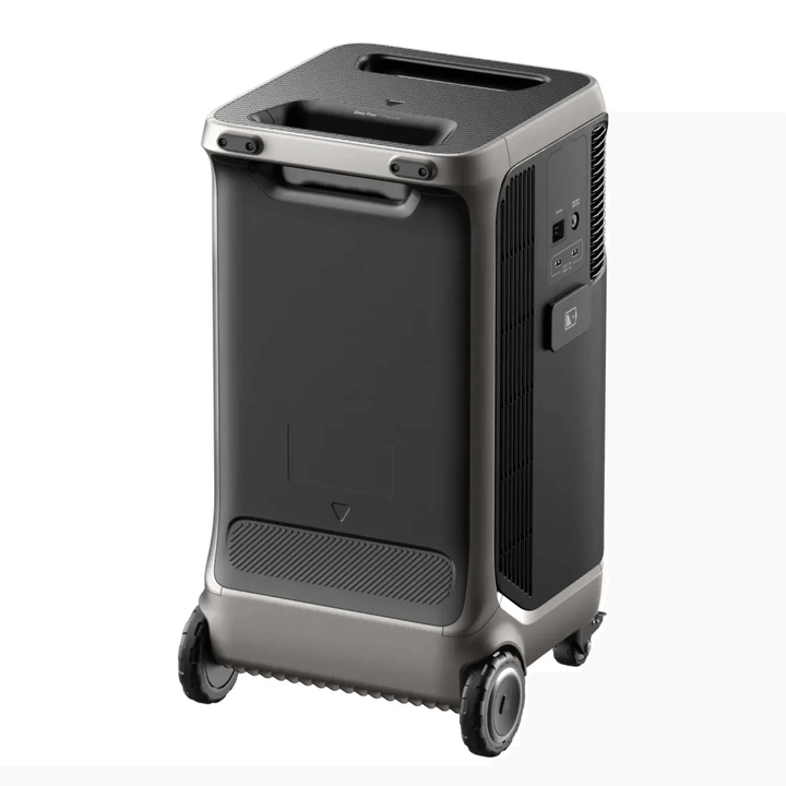 Anker portable power station side angle showing input and output ports, on a white background.