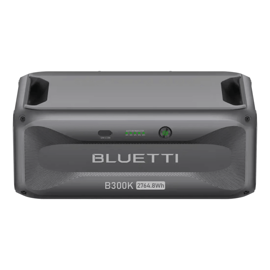 Front view of Bluetti B300K 2764.8Wh battery station on a transparent background.