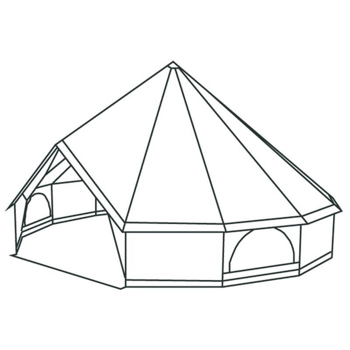 Line drawing illustration of the Quest Leisure Signature 5M Classic bell tent, on a white background.