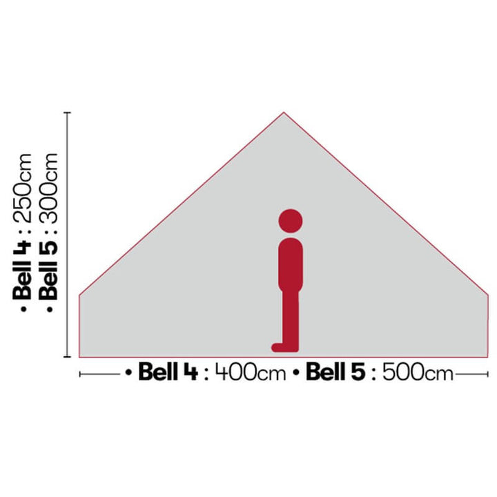 Quest Leisure Signature 4M Classic Bell Tent dimension diagram showing height and width in centimeters on a white background.