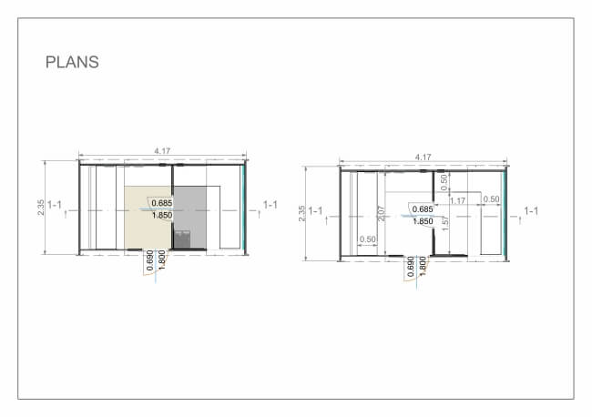 Viking Industrier Delight Outdoor Sauna 2.4 x 4.3m floor plan drawing on a white background.