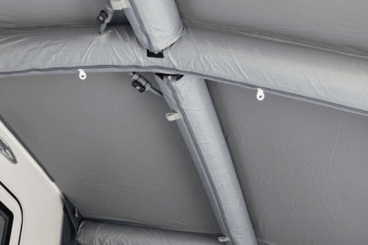 Close up of the frame on a caravan air awning