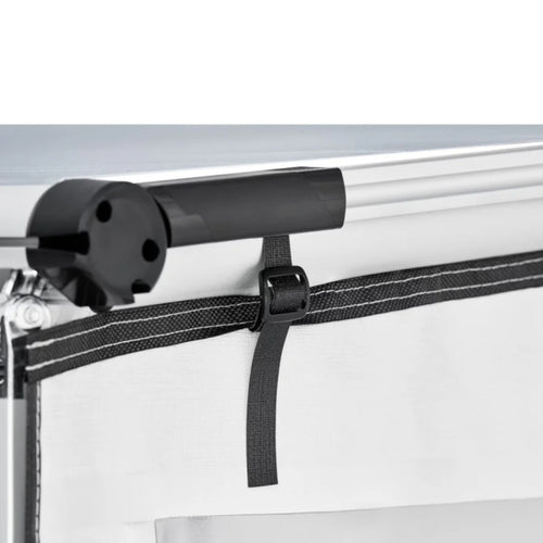Close up of the corner of a Thule caravan awning