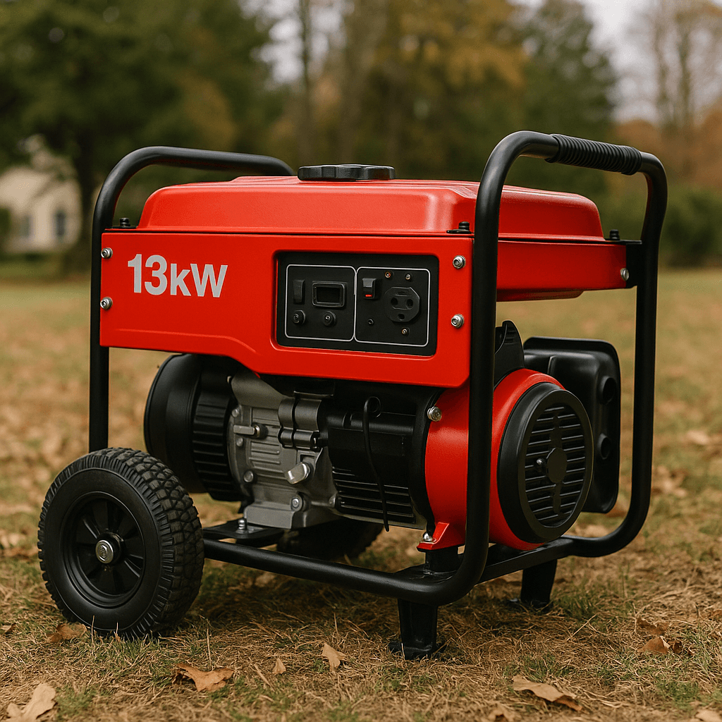 13kW portable generator on grass in a natural outdoor environment.