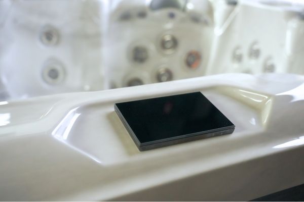 Luso Spas The Platinum 8 Hot Tub control panel close-up.