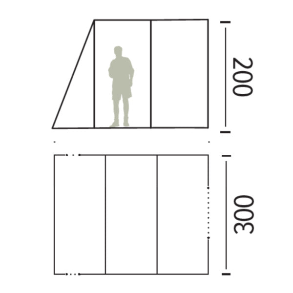 Auvent Trigano Bivouac Car dimensions diagram