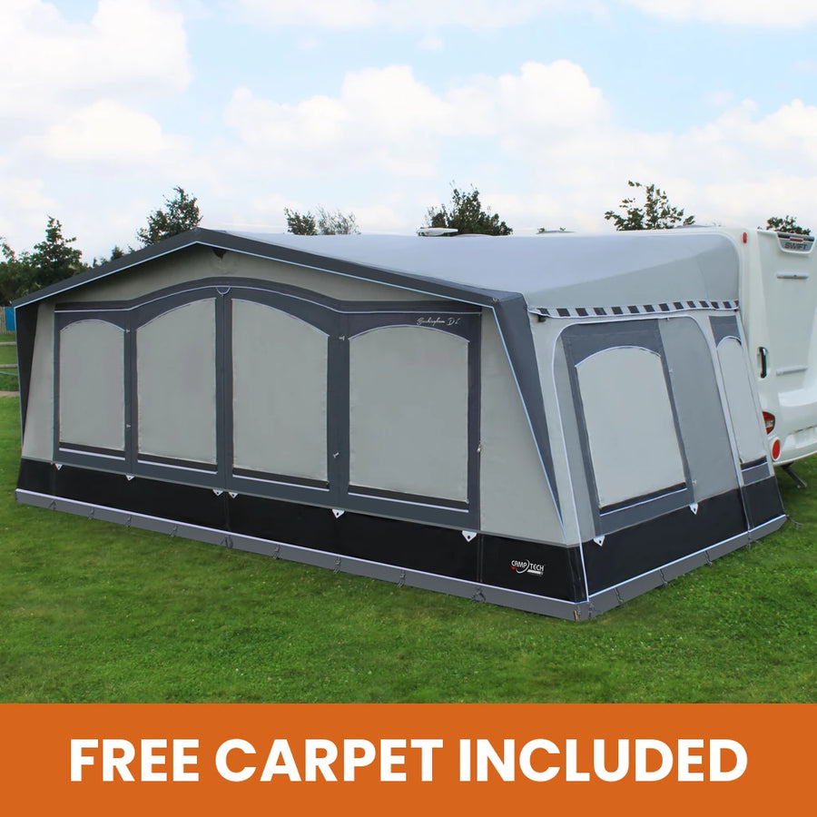 Camptech Buckingham DL full caravan awning with free carpet included banner