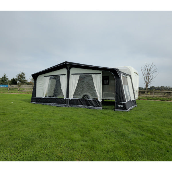 Camptech Cayman Touring Caravan Awning shown from mid distance