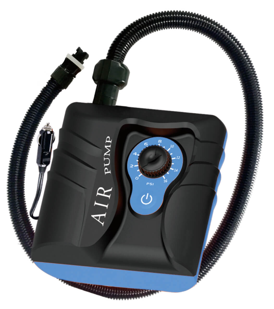 Camptech Electric Air Pump in black and blue on a white background.