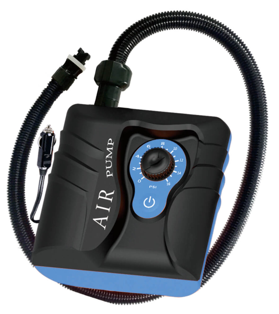 Camptech Electric Air Pump in black and blue on a white background.