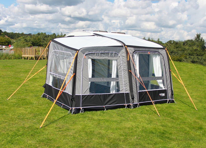 Camptech Starline Elite Infinity Pod in grey and black on a grassy background.