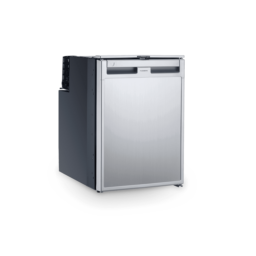 Dometic CoolMatic CRD 50 compact drawer fridge closed front view on a transparent background.