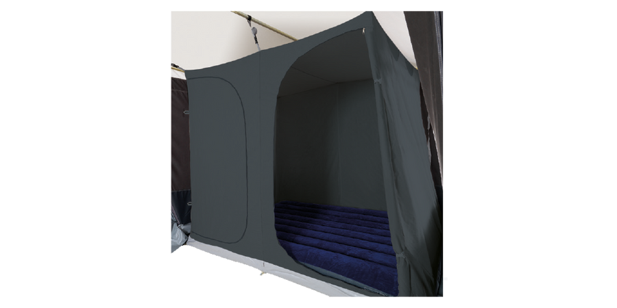 Dorema Inner Tent set up inside an awning on a transparent background.