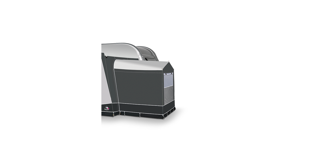 Dorema Monza 240 Annex dark grey and light grey caravan annex on a transparent background.