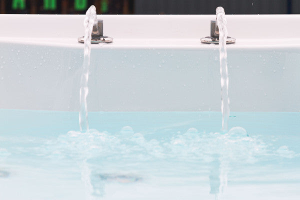 Water fountains in operation inside the Luso Spas The EQ770 Hot Tub.