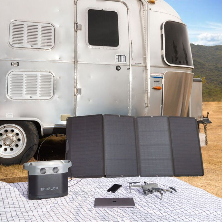 EcoFlow 160W Solar Panel Outside a Motorhome