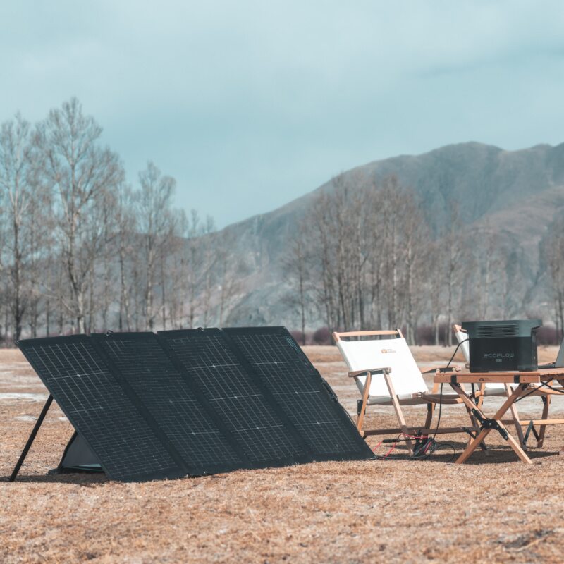 EcoFlow 220W Solar Panel Charging Outside