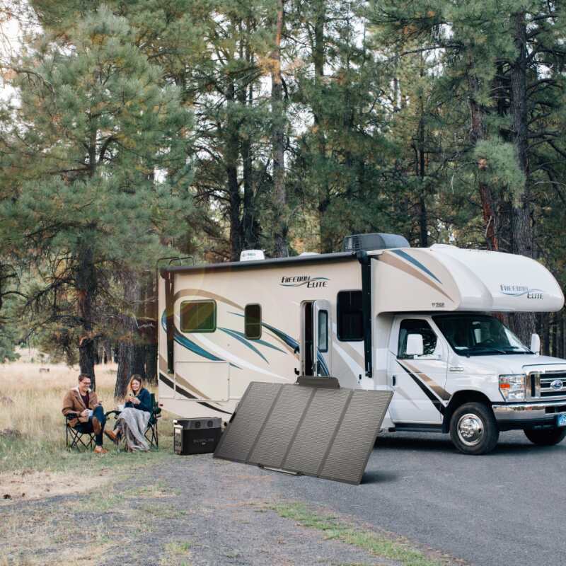 EcoFlow 400 Watt Solar Panel Outside Motorhome