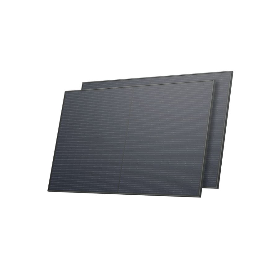EcoFlow 450W rigid solar panels shown as two stacked panels on a transparent background.