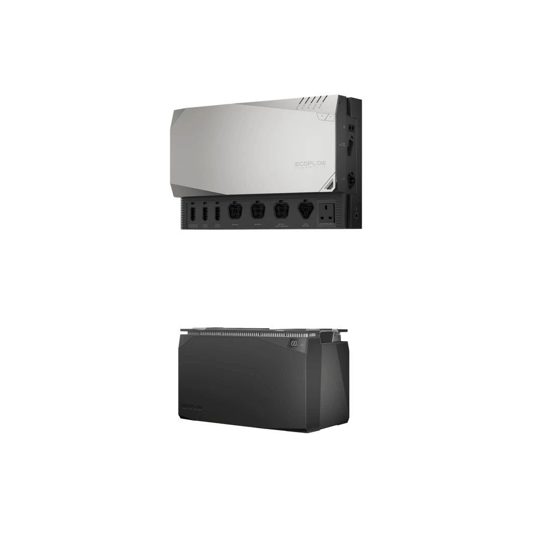 EcoFlow 5kWh Power Kit showing the Power Hub paired with one battery module, with a transparent background.