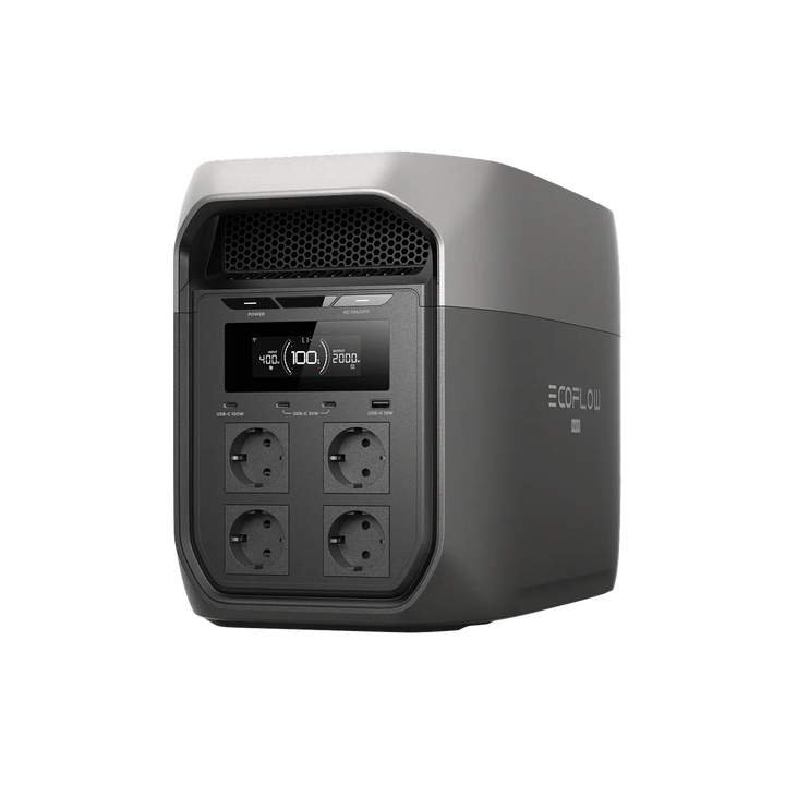 EcoFlow Delta 3 Max portable power station angled front view on a transparent background.