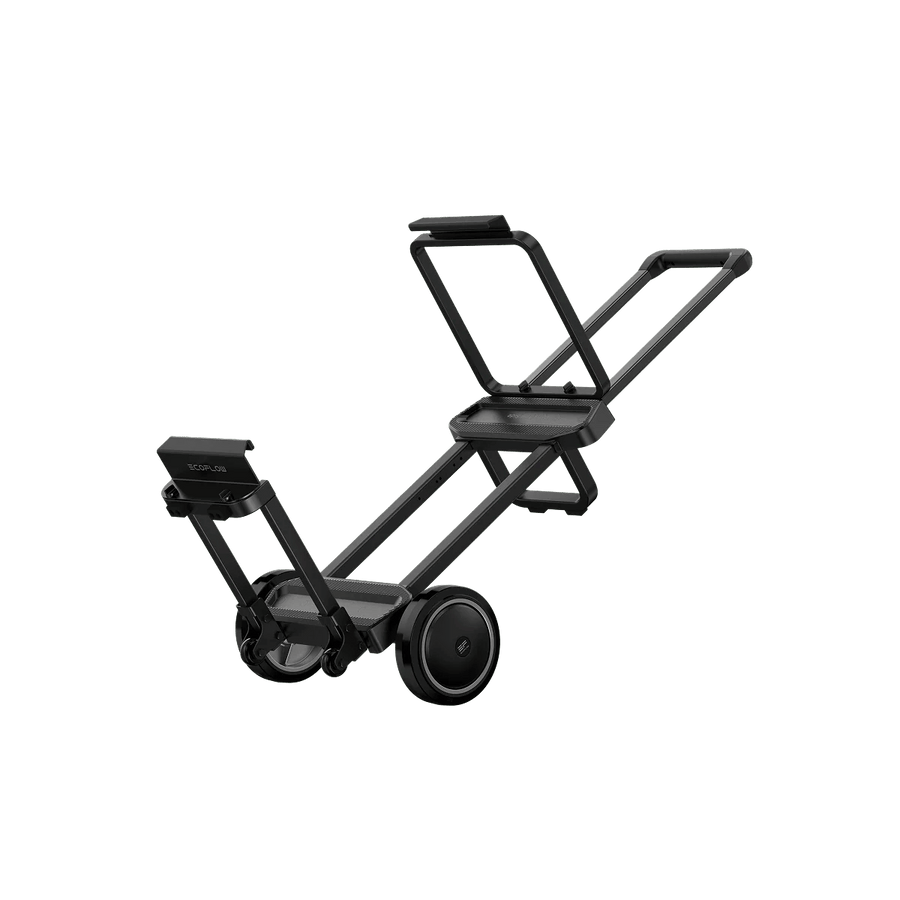 EcoFlow Delta Pro Ultra trolley folded with wheels on a transparent  background.