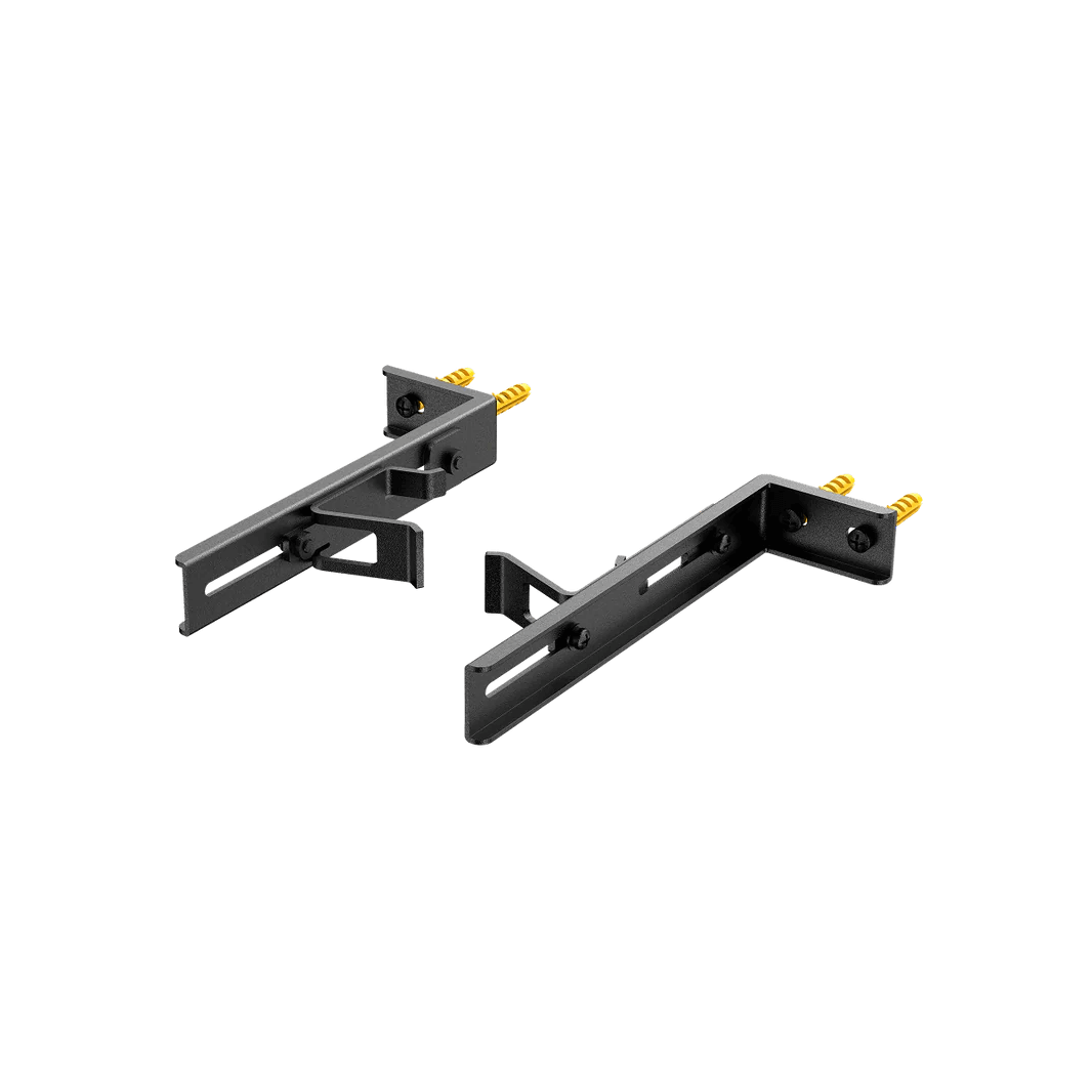 EcoFlow fixing metal tabs shown as two metal mounting brackets on a transparent background.