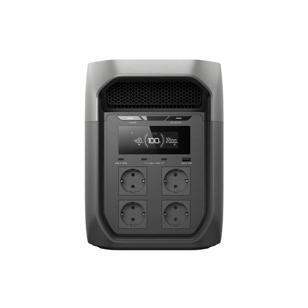 EcoFlow Delta 3 Max portable power station front control panel view on a transparent background.