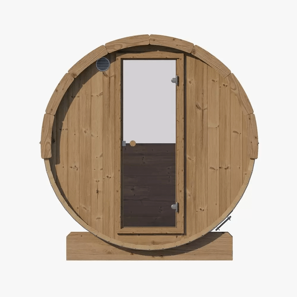 Front exterior of the InMedias Ergo 180 Sauna, on a white background.