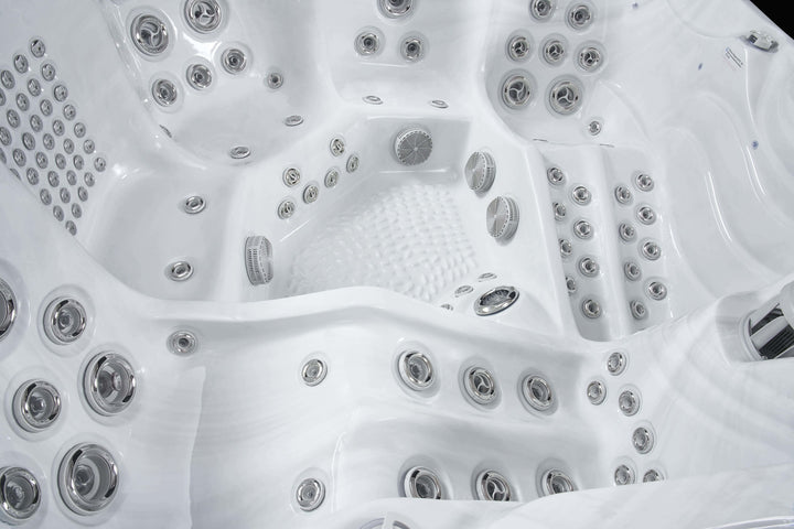 Close‑up of Luso Spas The Hercules Hot Tub seats with massage jets.