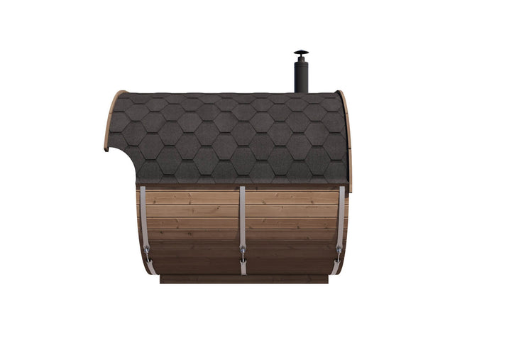 InMedias Raiki Oval Sauna side view on a white background.