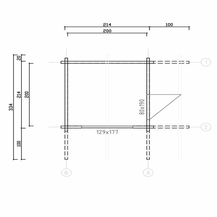 InMedias Mattias Log Sauna floor plan diagram on a white background.