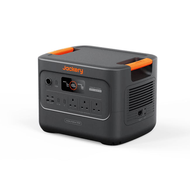 Jackery Explorer 3000 v2 Portable Power Station angled studio view on a transparent background.