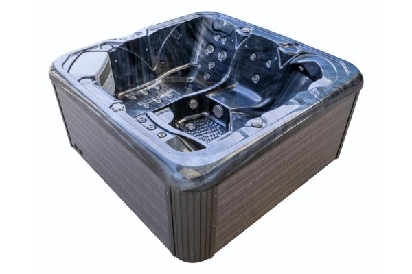 Angled view of Luso Spas The Platinum 2 Hot Tub showing contoured seating and full jet layout on a white background.
