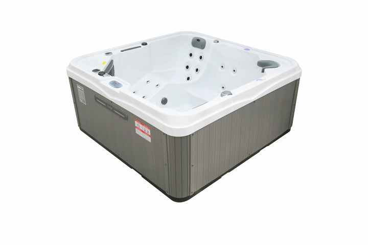 Luso Spas The Hawaii 2 Hot Tub shown from back-left corner angle highlighting seating and paneling on a white background.
