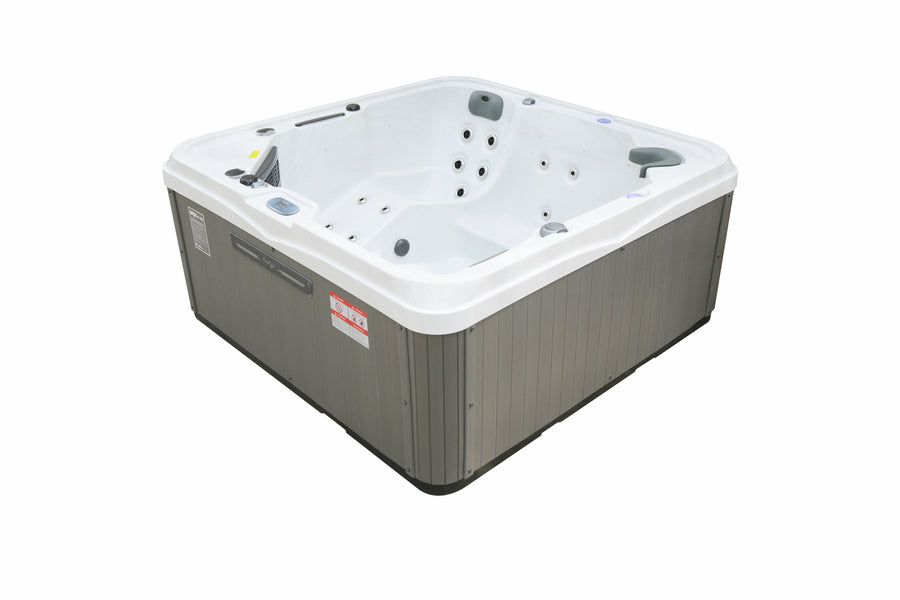 Luso Spas The Hawaii 2 Hot Tub shown from back-left corner angle highlighting seating and paneling on a white background.