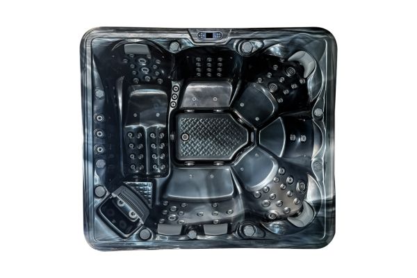 Top view of the Luso Spas The Maximus 2 Hot Tub in black, on a white background.