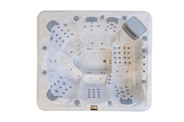 Top view of the Luso Spas The Maximus 2 Hot Tub in white, on a white background.